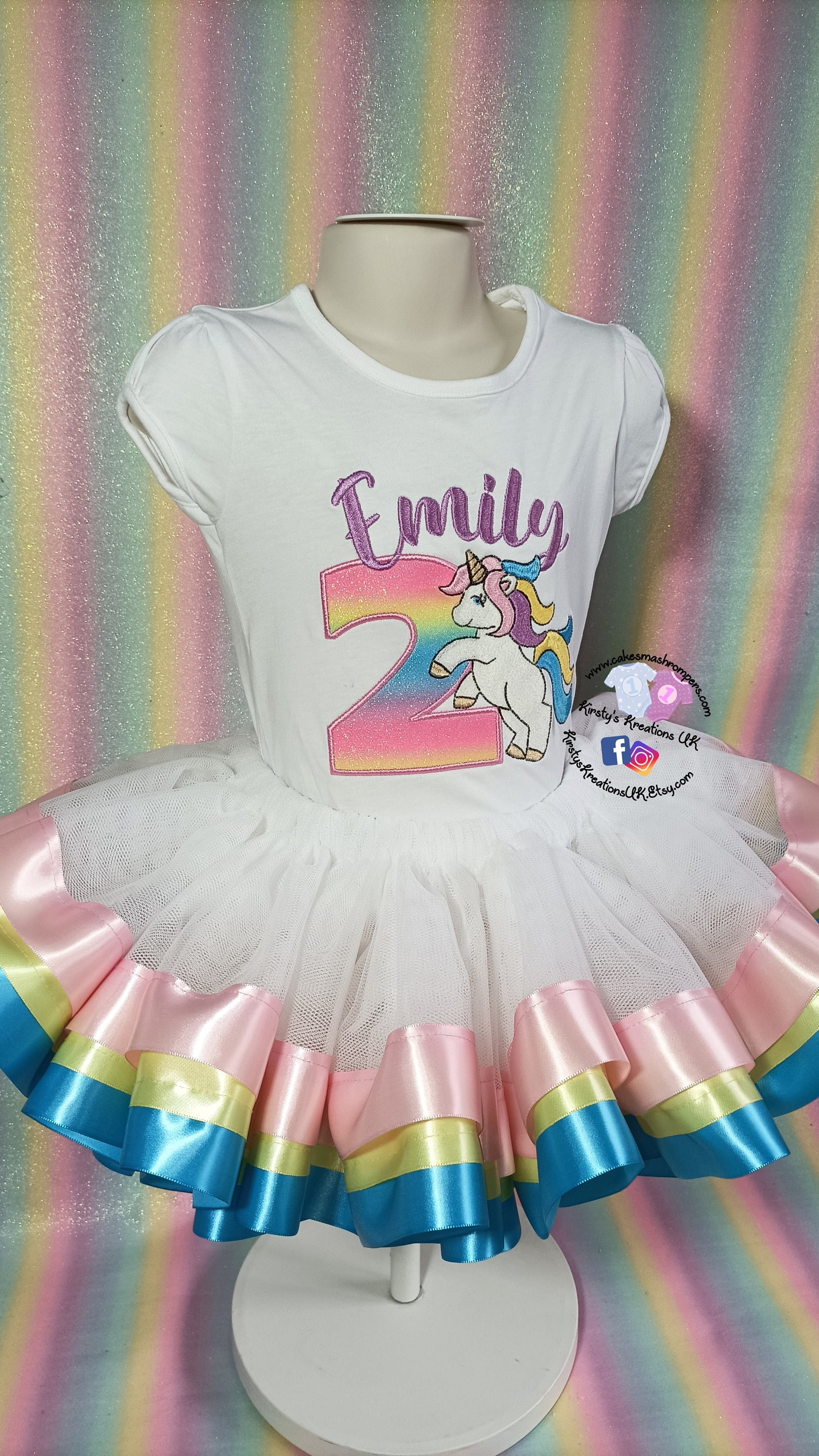 Unicorn birthday tutu top