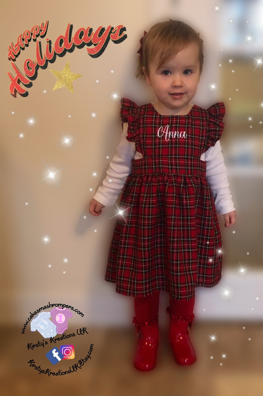 Fatto a manoThe Jolly Holly Abito scamiciato scozzese con maniche