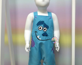 Sully Monsters Inc Inspired Outfit Children's Outfit - Mike Sully Boo 90s Kids Films Disney Character Mascot Style Kid Dungaree Shortalls