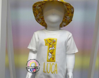 Rubber Bath Duck Birthday T-Shirt Embroidered Shirt with Birthday Number or Initial Personalised Birthday Shirt Smash UK prop