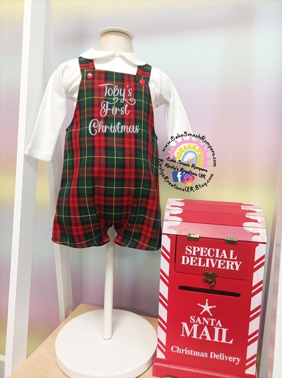 Handmade Tartan Plaid Christmas Romperall: Personalized Scottish Outfit