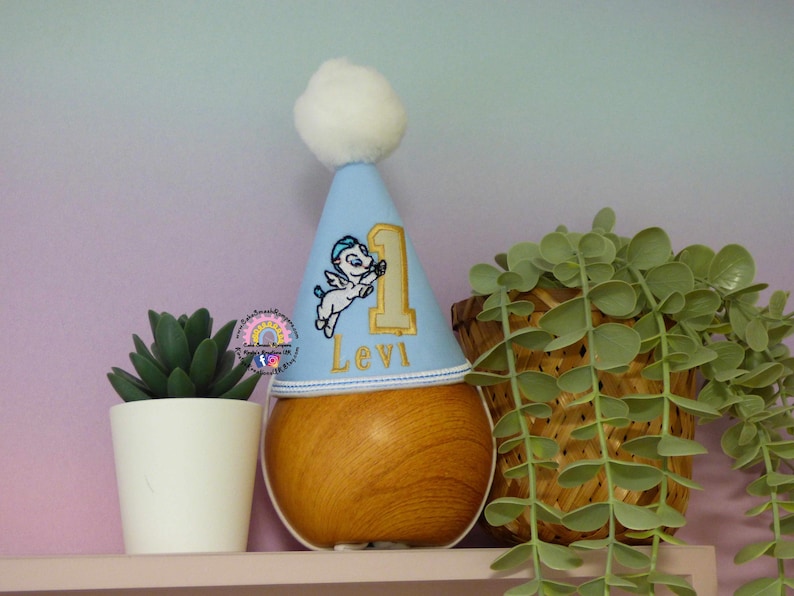 Custom Pegasus Birthday Party Hat: Embroidered Baby Hercules Theme image 3