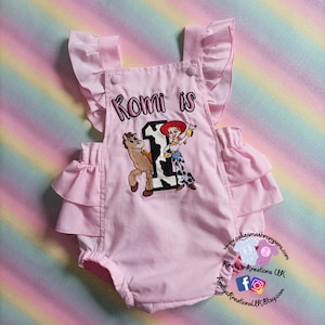 Handmade Pink Toy Story Jessie & Bullseye Birthday Romper - ideal photo prop for 1st Birthdays and Cake Smash