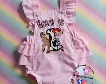 Handmade Pink Toy Story Jessie & Bullseye Birthday Romper - ideal photo prop for 1st Birthdays and Cake Smash