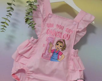Ms. Rachel Inspired Birthday Romper: Personalized Cake Smash Outfit, 1st Birthday Clothing