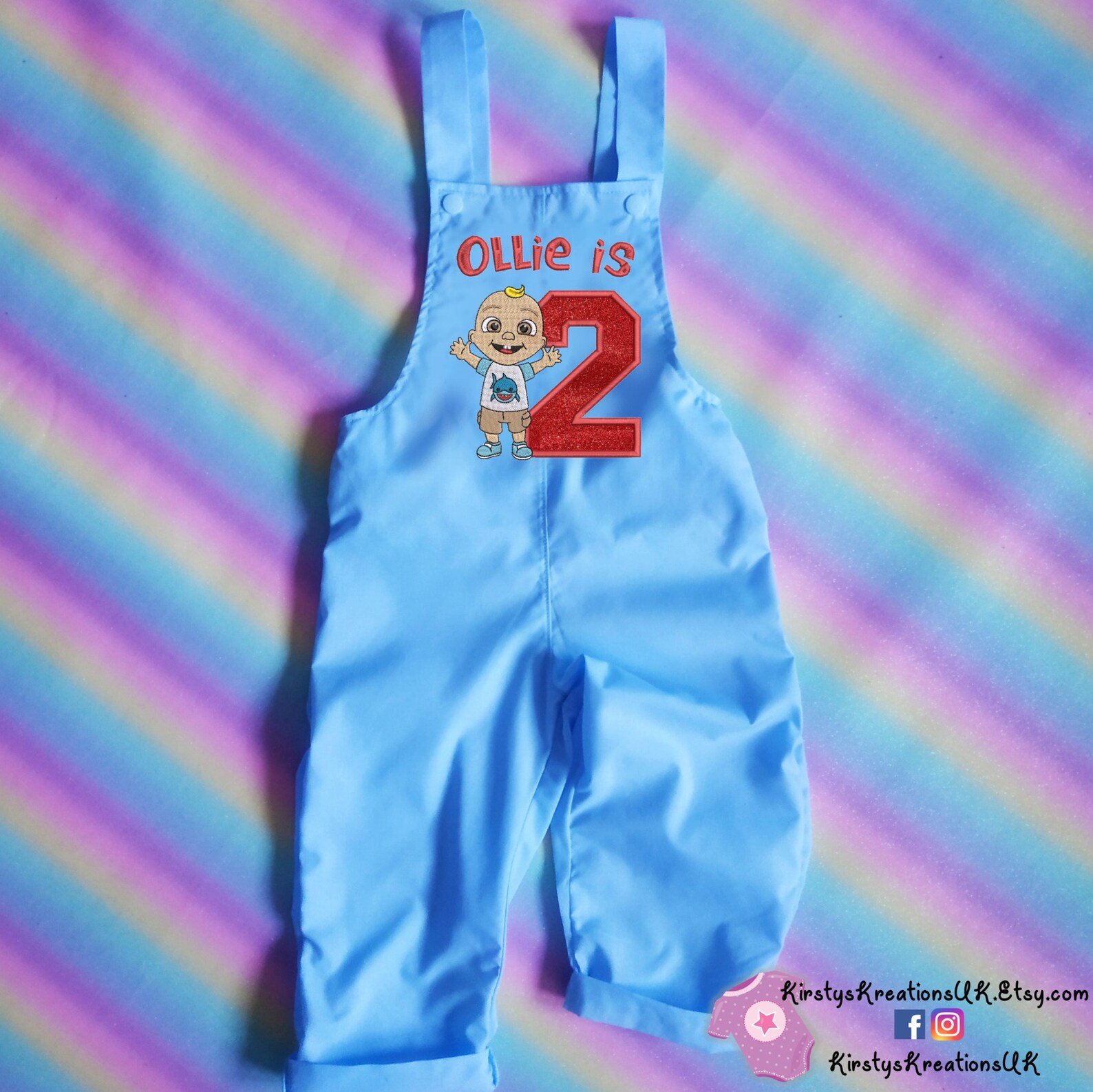Baby JJ Birthday Overalls Handmade & Personalised Etsy