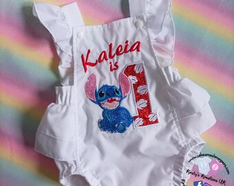 Stitch Disney Inspired 1st Birthday Outfit Cake Smash Romper - Handmade 1st Birthday Romper ideal for photoshoots