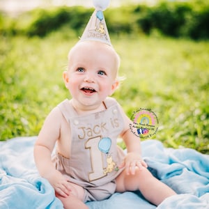 Neutral Classic Winnie the Pooh Linen 1st Birthday Outfit - Handmade Cake Smash Romper Outfit Photo Prop Luxury Unisex  Piglet Blustery Day
