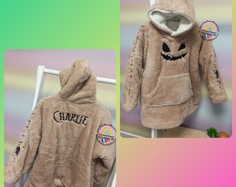 Kids Oogie Boogie Hooded Blanket: Embroidered Fleece Snoodie
