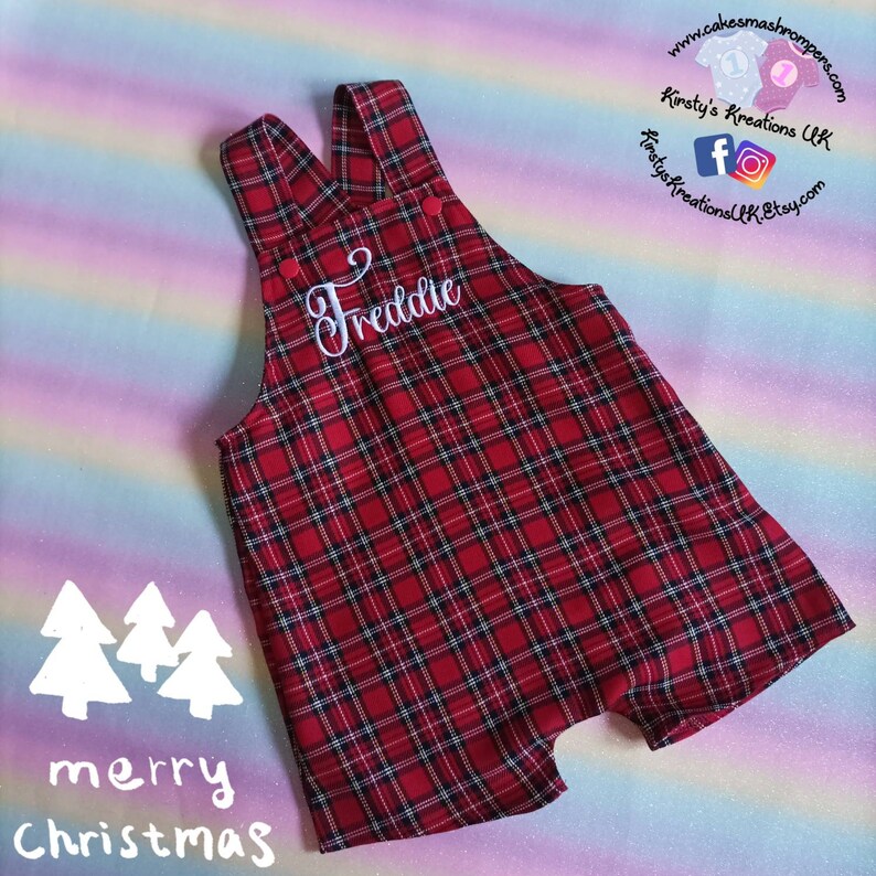 Handmade Tartan Plaid Christmas Romperall: Personalized Scottish Outfit bild 2