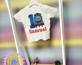 Thomas Train Tank Engine T-Shirt - Cake Smash T-Shirt, personalised, embroidered photoshoot birthday cotton tee for boys 1st 2nd 3rd 4th 5th