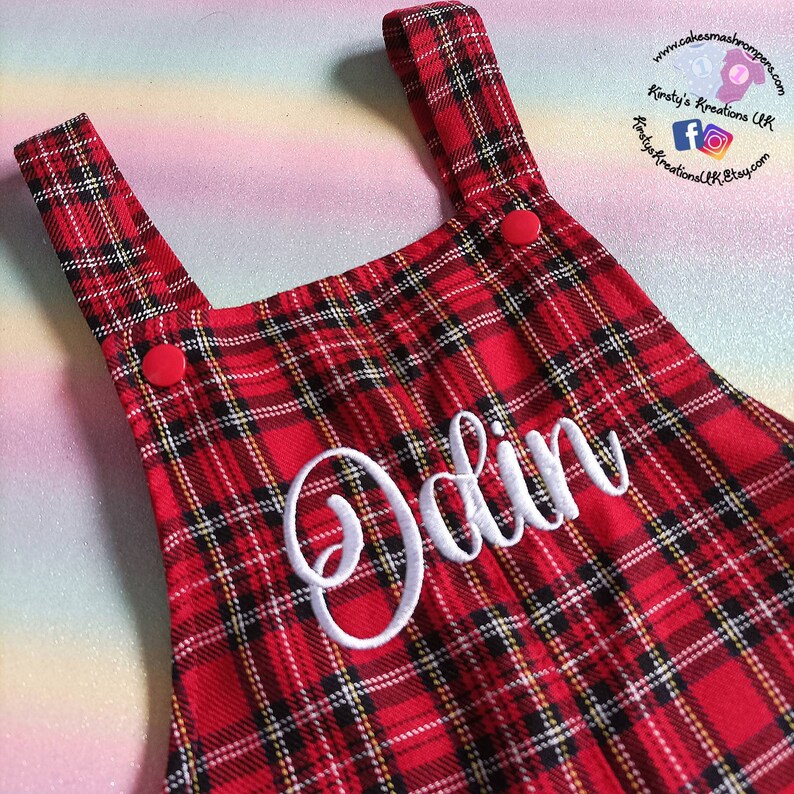 Handmade Tartan Plaid Christmas Romperall: Personalized Scottish Outfit bild 4