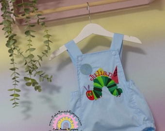 Hungry Caterpillar Embroidered Baby Romper: Personalized Photoshoot Outfit
