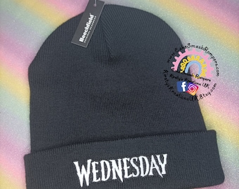 Woeful Gothic Wednesday Addams, Nevermore Academy Beanie, Nevermore Academy Hat, Nevermore Hat, Winter Wear Beanie Hat Addams Family Thin