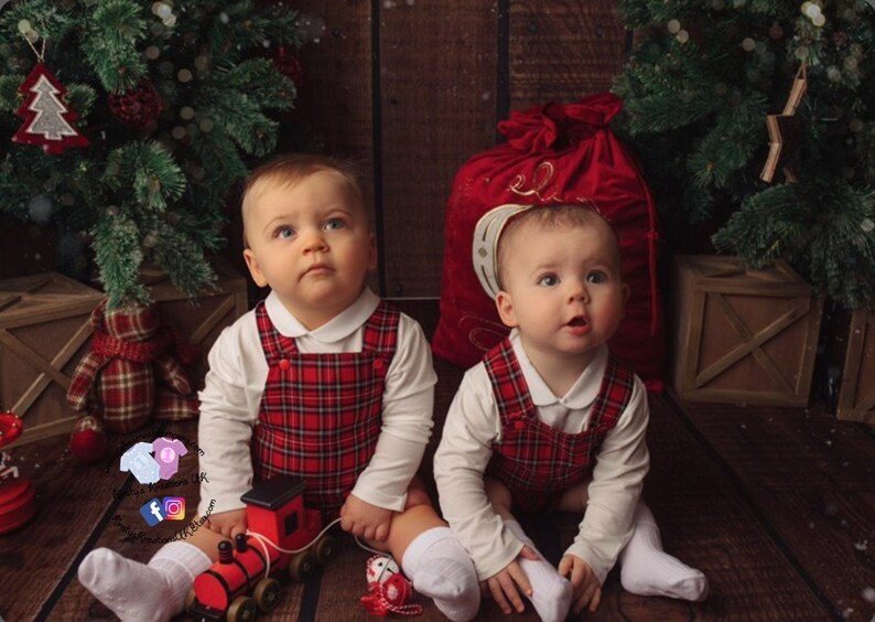 Handmade Tartan Plaid Christmas Romperall: Personalized Scottish Outfit bild 3