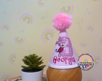 Piglet Party Hat - Cake Smash Birthday Hat for 1st 2nd 3rd bday (Matching Cake Smash Romper also available separately for a complete outfit)