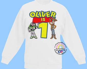 EmbroideredToy Story Inspired Spirit Sweatshirt Birthday Jumper  - Great Birthday Jumper Kids Youth Junior 1 2 3 4 5 6 7 8 9 10 11 12