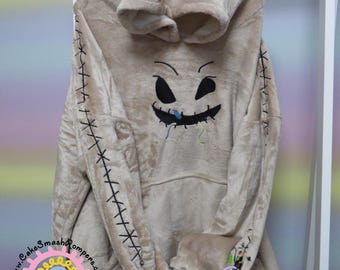 Oogie Boogie Oversized Adult Hooded Blanket Snoodie Winter Warm Fleece Dressing Gown Hoodie Embroidered Keep Warm Hoodie Housecoat Slanket