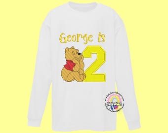 Embroidered Winnie the Pooh Birthday Shirt, Personalized 1st/2nd/3rd/4th Birthday