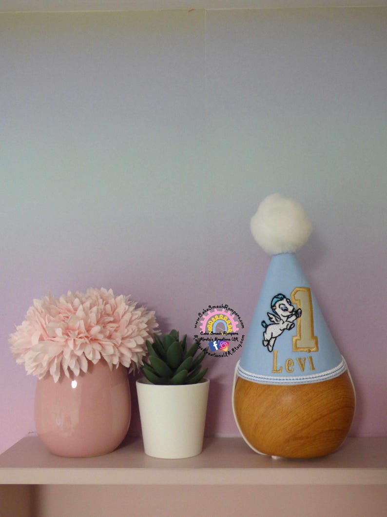 Custom Pegasus Birthday Party Hat: Embroidered Baby Hercules Theme image 16