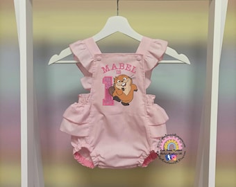 Pixar Hoppers Mabel Inspired Birthday Romper: Personalized Cake Smash Outfit, 1st Birthday Clothing