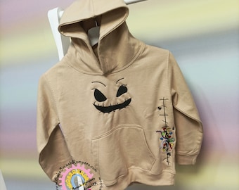 Nightmare Before Christmas Inspired Oogie Boogie Hoodie Sweatshirt Sally Jack Skellington Jumper Dress Up Cosplay Fan Art Costume Embroidery