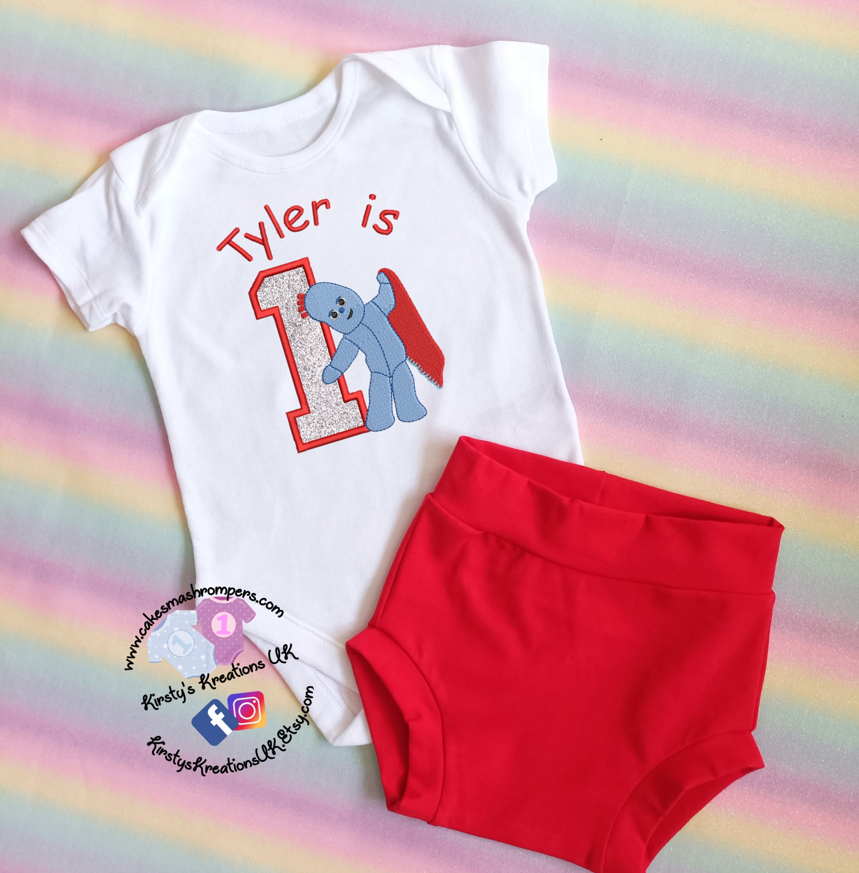 Iggle Piggle Themed Babies First Birthday Outfit Handmade Soft