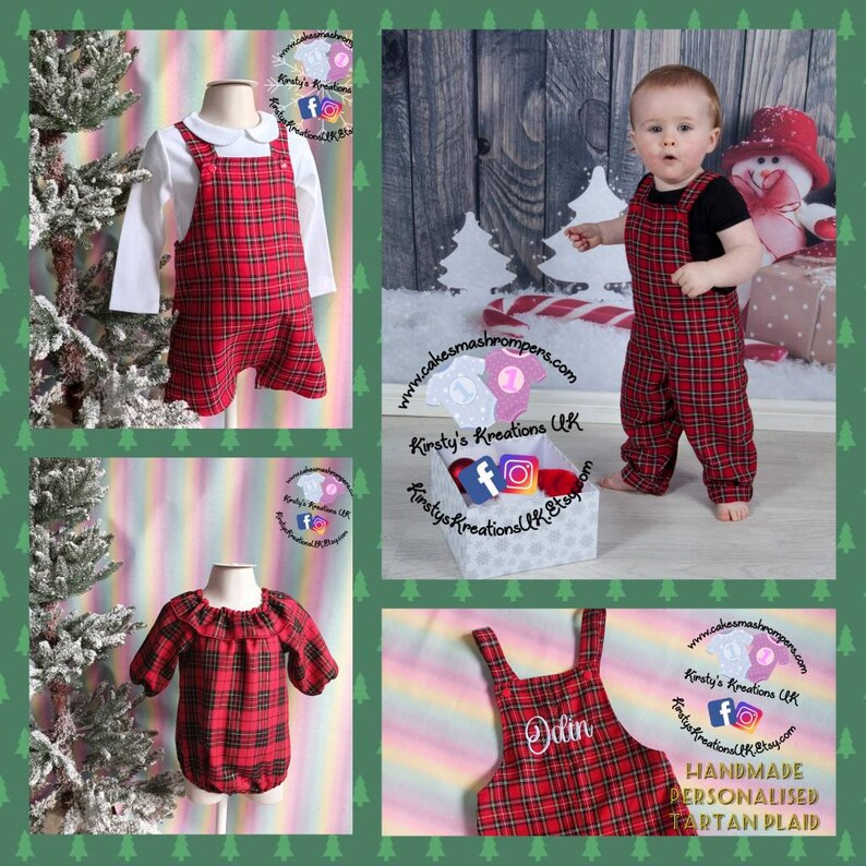 Handmade Tartan Plaid Christmas Romperall: Personalized Scottish Outfit bild 6