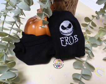 Personalised Nightmare Before Christmas Inspired Jack Skelllington Baby/Infant/Toddler/Childrens Sock Black Cotton Mix Knee High Sock