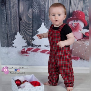 Handmade Royal Stewart Tartan Overalls: Scottish Baby Dungarees