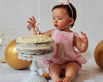 Flopsy Rabbit 1st Birthday Romper: Handmade Frilled Outfit