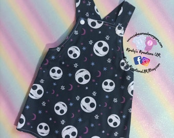 Handmade Cotton Jack Skellington Shortie Baby Romper - Ideal Gift for a New Baby, Baby Shower Baby Girl Boy Neutral Gifting Idea