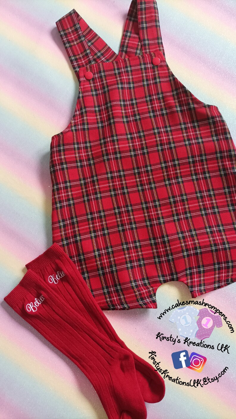 Handmade Tartan Plaid Christmas Romperall: Personalized Scottish Outfit bild 9