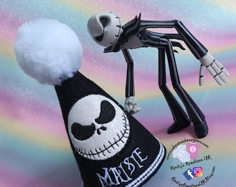 What's This? Jack Skellington Nightmare Before Christmas inspired Hallowe'en Themed Glitter Appliqué Hat Photo/Party Prop