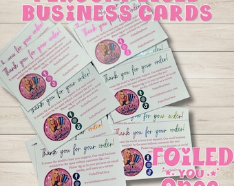 Personalised Foil Business Thank You Cards | Small Business Order Inserts | Custom Logo Cards | Foiled Social Media Icons | Packaging Cards