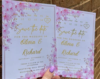 Personalised Foiled wedding Save the date invites a5 size