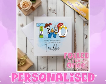 Personalised Toy Story Birthday Card | 6x6 Custom Child’s Name Card | Any age Birthday Card  | Funny Cute Keepsake Card | Toy Story Inspired