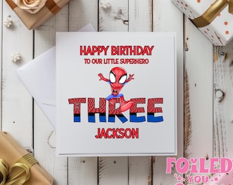 Personalised Superhero Birthday Card, Custom Comic Style Name Card, 6x6 Greeting