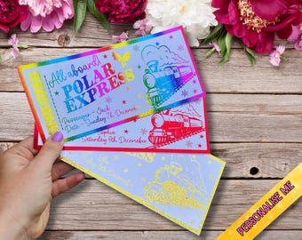 Personalized Polar Express Ticket | Glitter Foil Christmas Keepsake