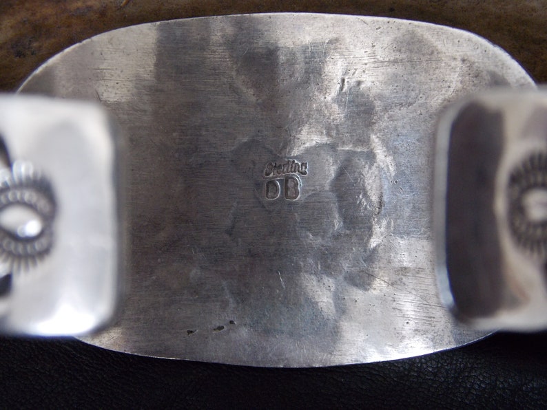 Vintage Navajo Silver and Turquoise Cuff Bracelet Dean Brown Signed DB