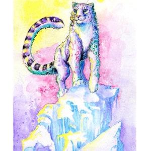 Snow Leopard Watercolor Print