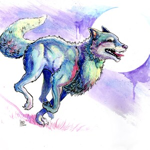 Watercolor Wolf Art Print
