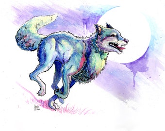 Watercolor Wolf Art Print