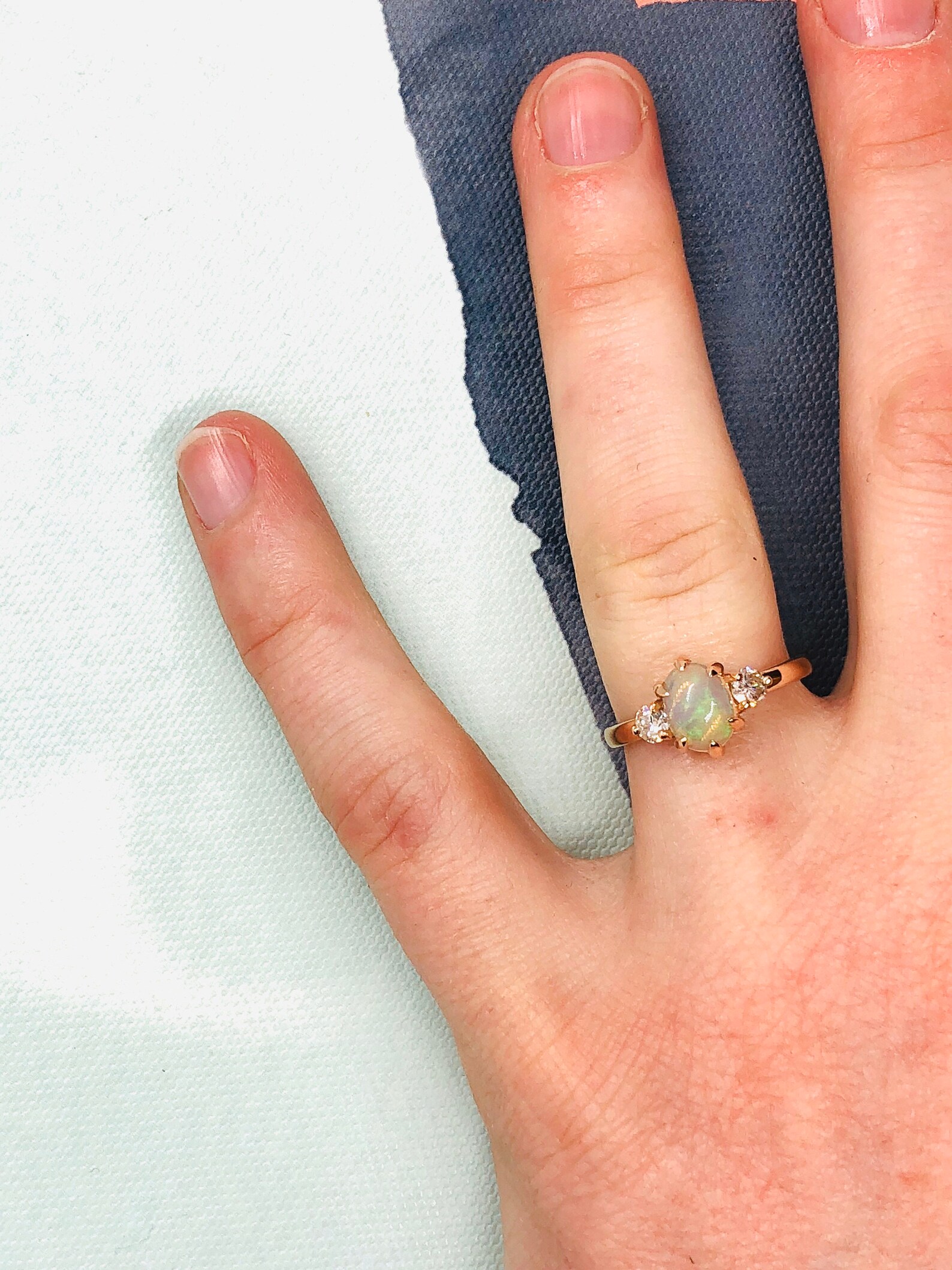 Opal & Diamond Rose Gold Ring | Etsy