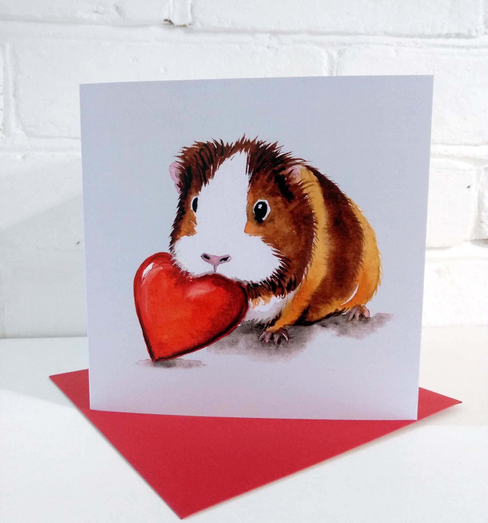Guinea Pig Love Heart Greeting Card Cute Art Card 6x6 Etsy