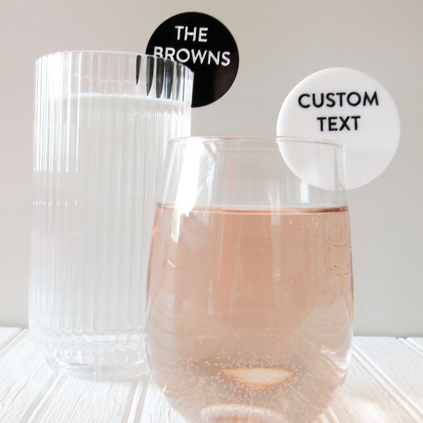 Custom Acrylic Laser Cut Drink Tags - Personalized Drink Markers - Custom Party Favors - Personalized Wedding Favors - Birthdays - Holidays