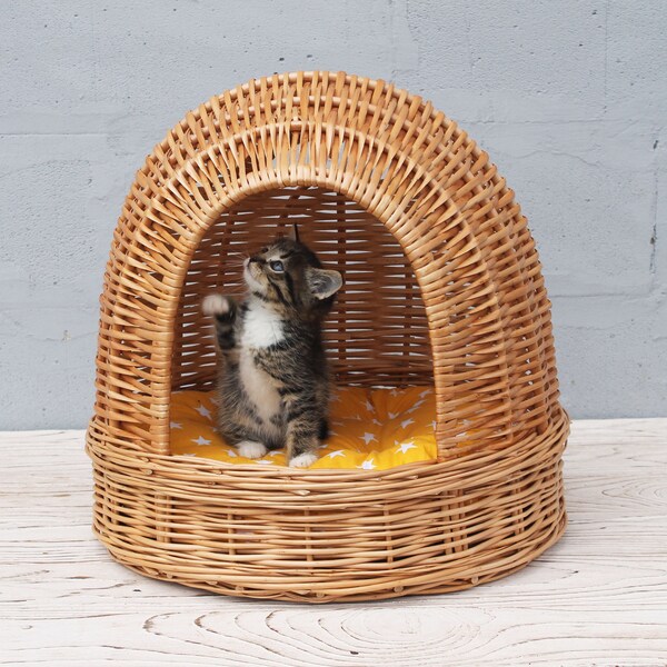 Wicker Cat Bed Etsy