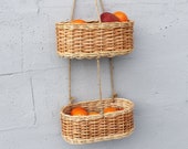 Wicker hanging fruit basket Hanging basket kitchen