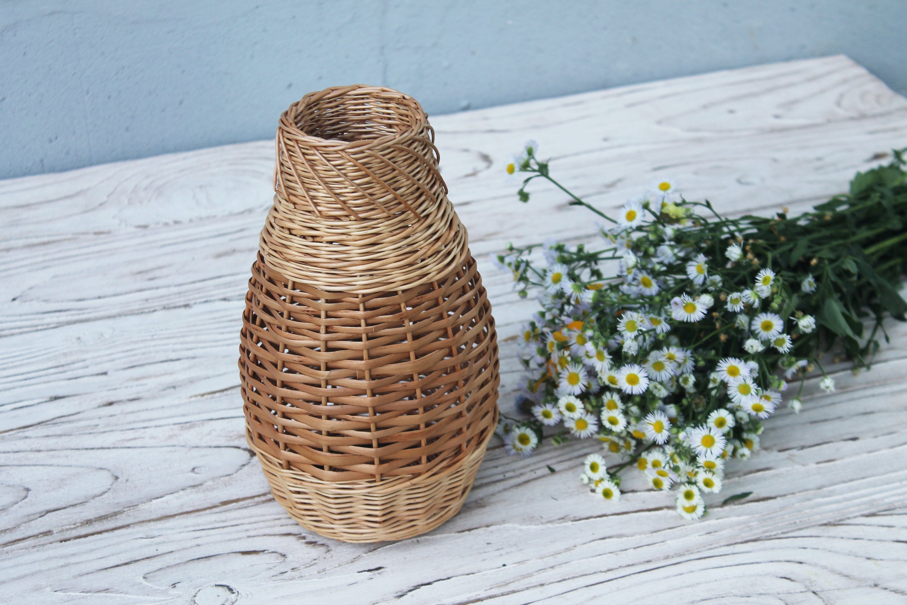 Tall floor vase decor Wicker basket vase Etsy