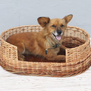 Large dog bed with pillow Wicker cat basket Woven dog bed furniture